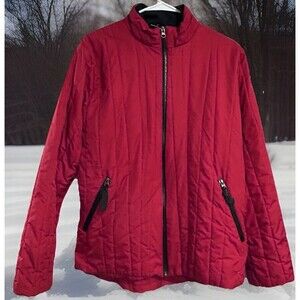 Nike Women’s Quilted Zip Red Size M (8-10) Lightweight Puffer Polyester